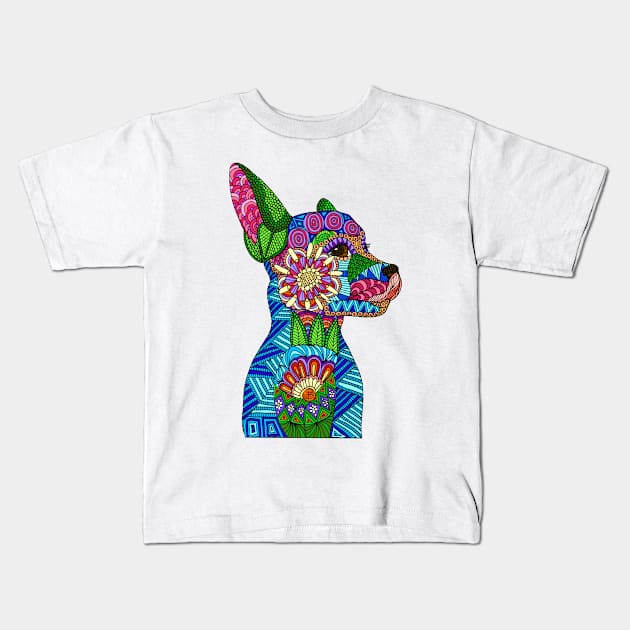 Folk Art Puppy Kids T-Shirt by ArtLovePassion